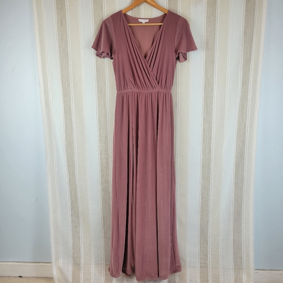 Baltic Born Velvet Maxi Dress Pink Mauve‎ Size Medium - Picture 1 of 11